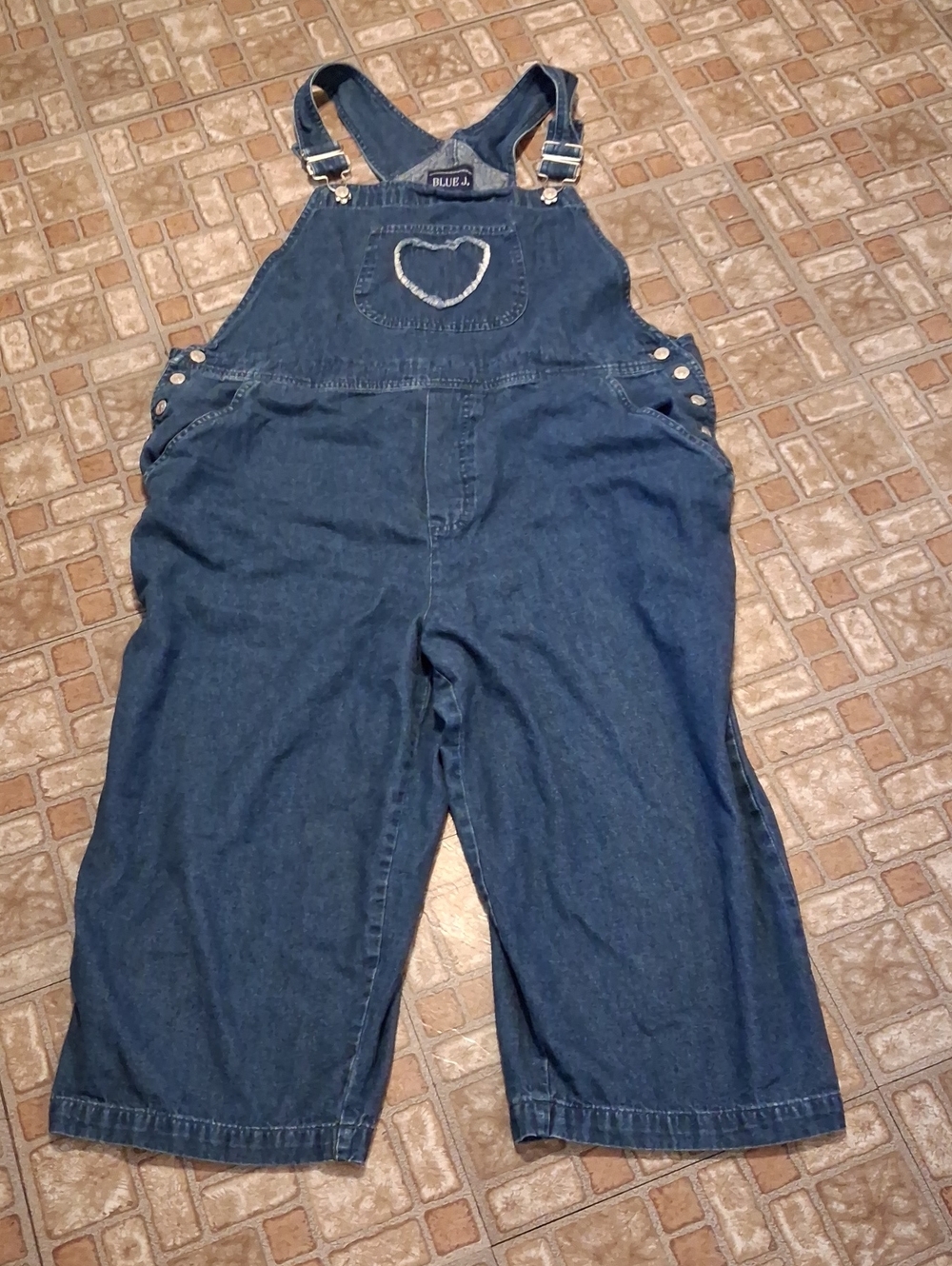 Blue Denim Overalls with Heart Pocket Blue Jay Size xlarge